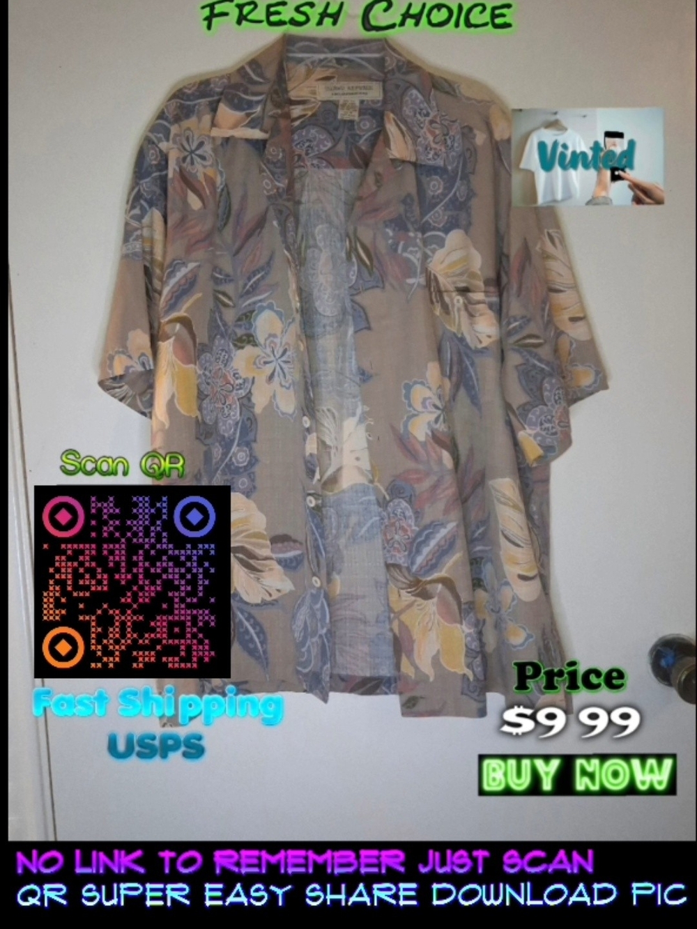 Vintage Floral Short-Sleeve Shirt Jacket - Beige Multicolor